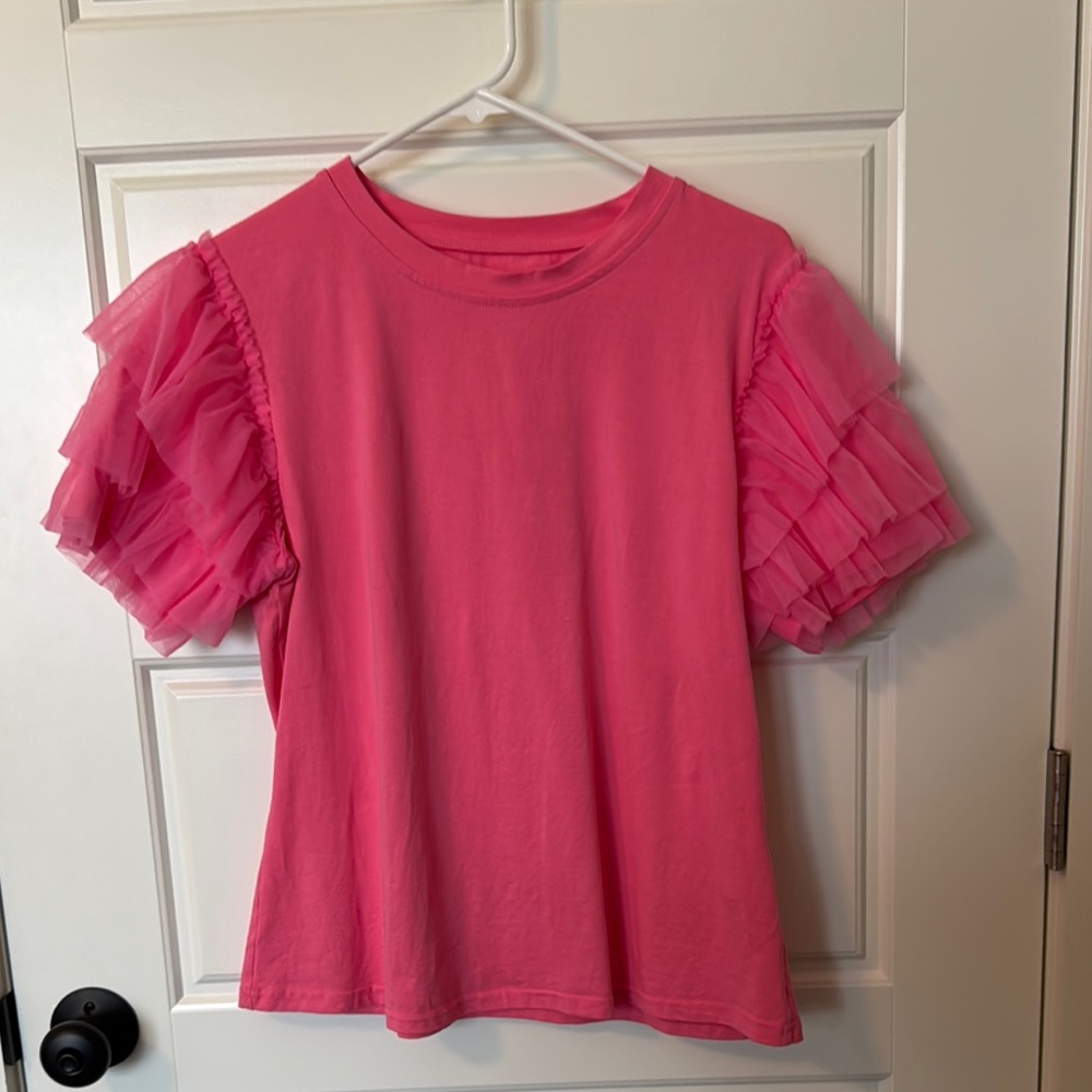 Pink Ruffle Sleeve Top